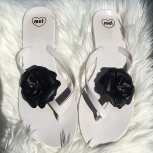 Mel by Melissa White with Black Flower Sandals
